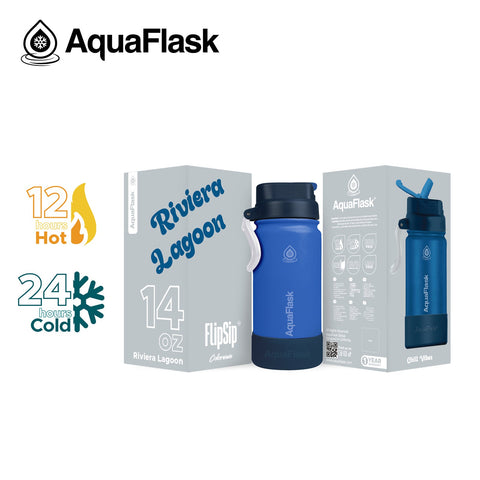 AquaFlask ColorWave Flip Sip Water Bottle-14oz